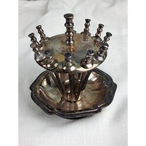 Vintage MCM Mini Sword Cocktail Pick Set Appetizer Skewer Barware Silverplate